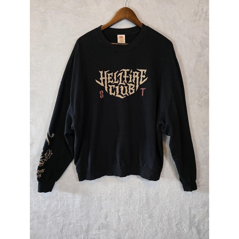 EUC PacSun Stranger Things Sweatshirt Womens Black Hellfire Club Graphic Netflix